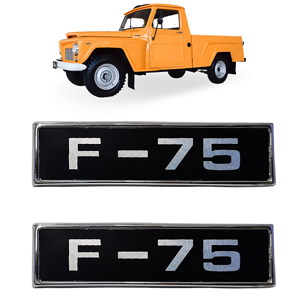 Par Emblema Plaqueta F75 Paralama Lateral Ford Willys F-75