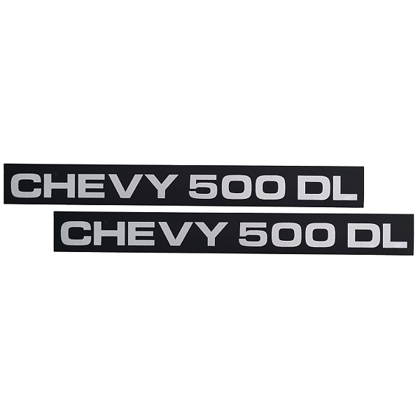 Par de Plaquetas em metal Chevy 500 DL 36cm estoque Antigo
