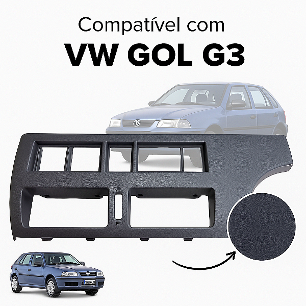 Moldura Central Painel VW Gol G3 2000 a 2005 Grafite Texturizada