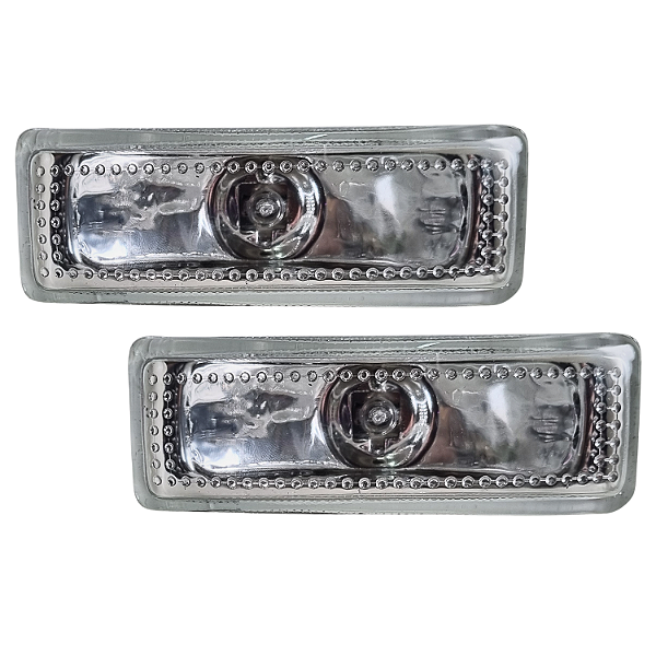 Kit Par Farol Auxiliar Retangular Cristal Cromado Universal Automotivo