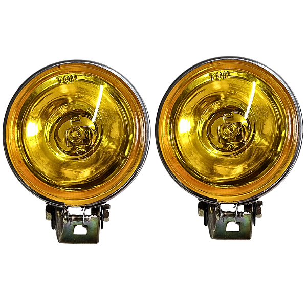 Par Farol de Milha Amarelo Redondo 3” Universal – Estilo Antigo Fusca, Gol, Escort, Chevette e Opala