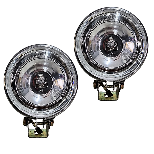 Par Farol de Milha Neblina Redondo 90mm – Lente em Vidro, Carcaça em Metal e Suporte Universal