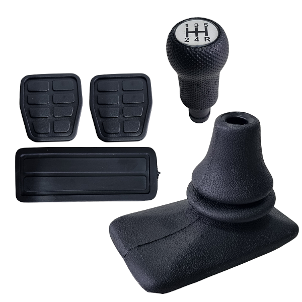 Kit Manopla Bola Coifa Borracha e Pedais Antiderrapantes Gol Parati Saveiro G2 Câmbio Completo