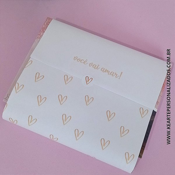 Papel de embrulho - Coração Dourado | 30 unidades - Pronta Entrega