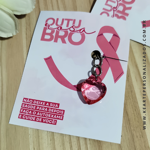 Chaveiro mini coração - Coleção Outubro Rosa