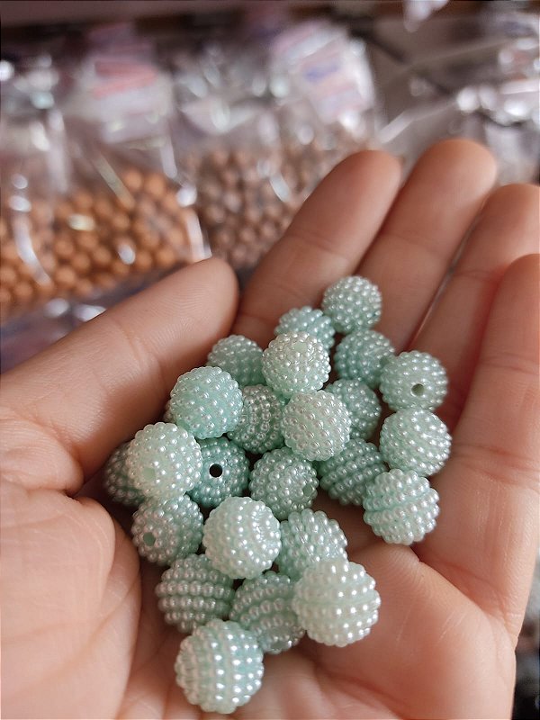 Pérola craquelada 10 mm 20g azul bebê