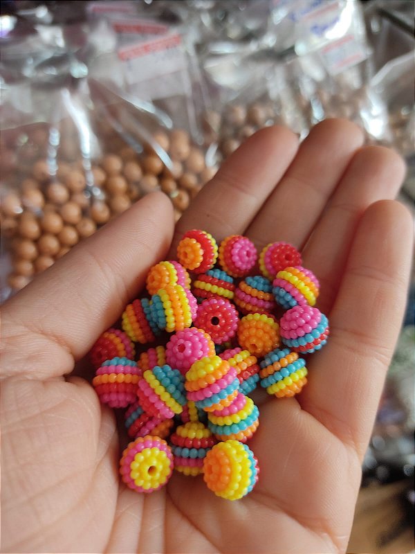 Pérola craquelada 10 mm 20g colorida