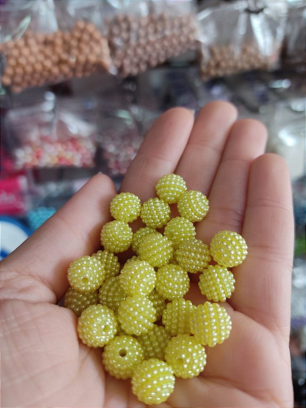Pérola craquelada 10 mm 20g amarelo