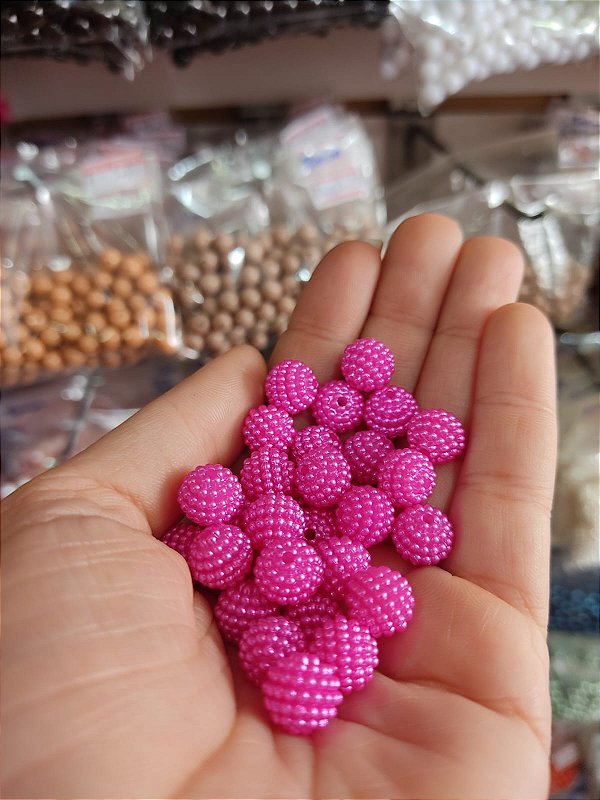 Pérola craquelada 10 mm 20g rosa escuro