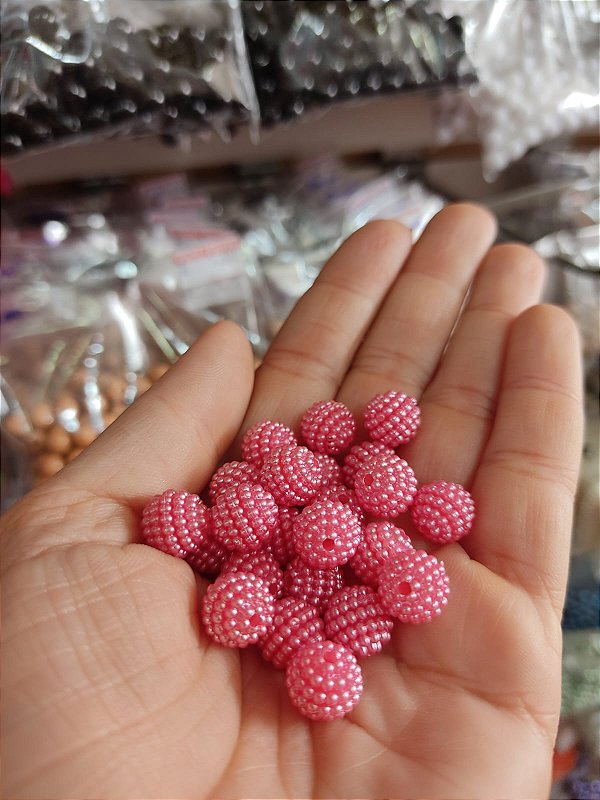 Pérola craquelada 10 mm 20g rosa