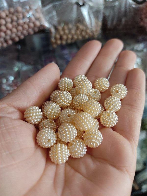 Pérola craquelada 10 mm 20g creme