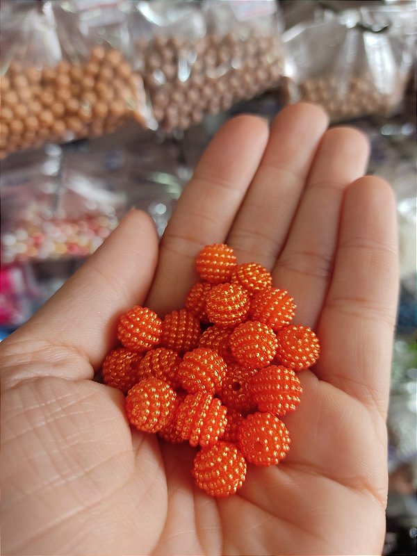 Pérola craquelada 10 mm 20g laranja