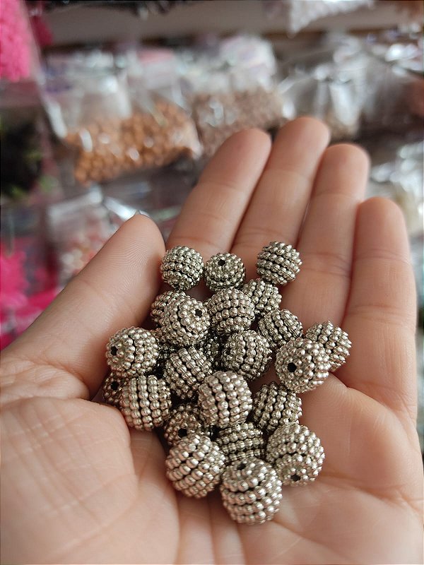 Pérola craquelada 10 mm 20g prata