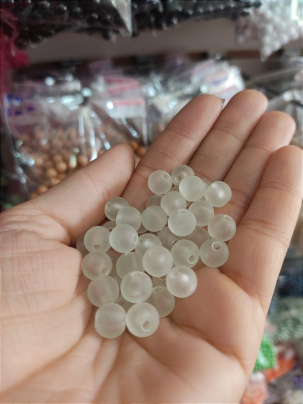 Miçanga fosca transparente 8 mm 20g verde