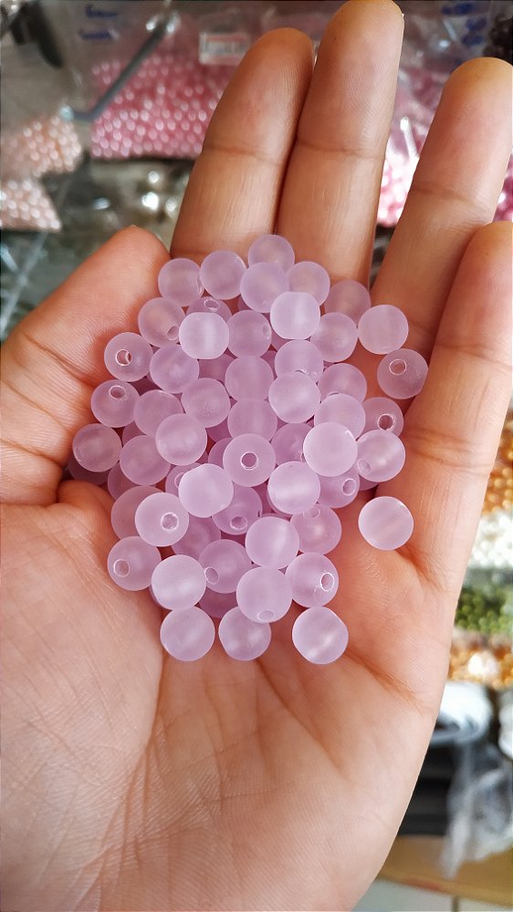 Miçanga fosca transparente 8 mm 20g lilás