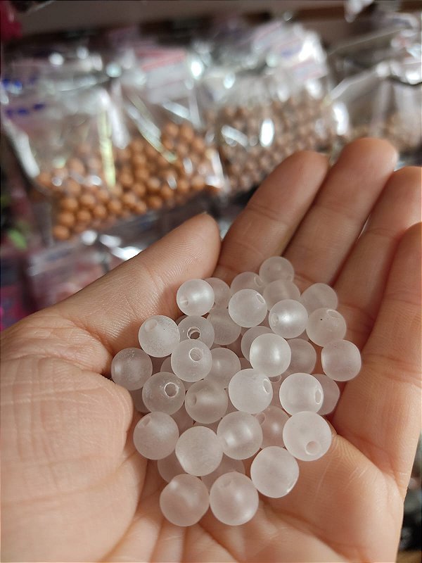 Miçanga fosca transparente 8 mm 20g
