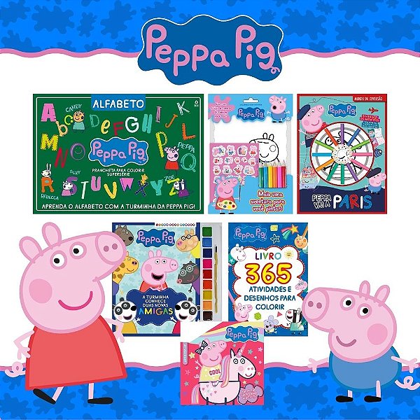 Kit Infantil, Coleção Peppa Pig 365 Desenhos Para Colorir + Atividades e  Desenhos Colorir com Giz de Cera