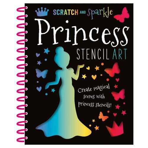 Scratch And Sparkle Princess Stencil Art - Book Including Wooden Scratcher, Stencils And Scratch-Off Card!