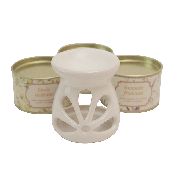 Difusor de cerâmica flor branco