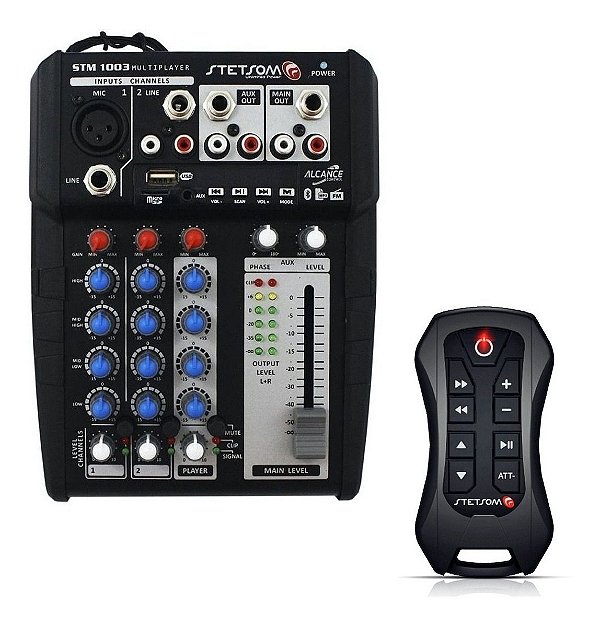 Mesa Crossover Sm1003 Multiplayer 3 Canais 4 Bandas De Equalização 12V Com Bluetooth Usb Micro Sd Auxiliar P2 Rádio Fm Som Automotivo - Stetsom