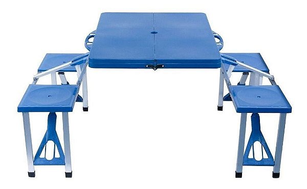Mesa Camping Dobrável 4 Bancos Vira Maleta Iwmcd-4B - Importway