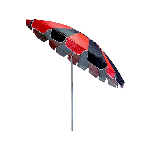 Guarda-Sol Fps Em Alumínio 2,40M Poliéster Grande Vermelho E Preto - Importway