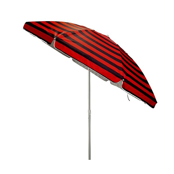 Guarda-Sol Fps Em Alumínio 2,40M Poliéster Grande Preto E Vermelho - Importway