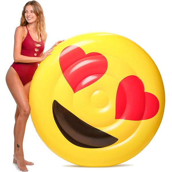 Boia Inflável Emoji Gigante Apaixonado - Floatie Kings