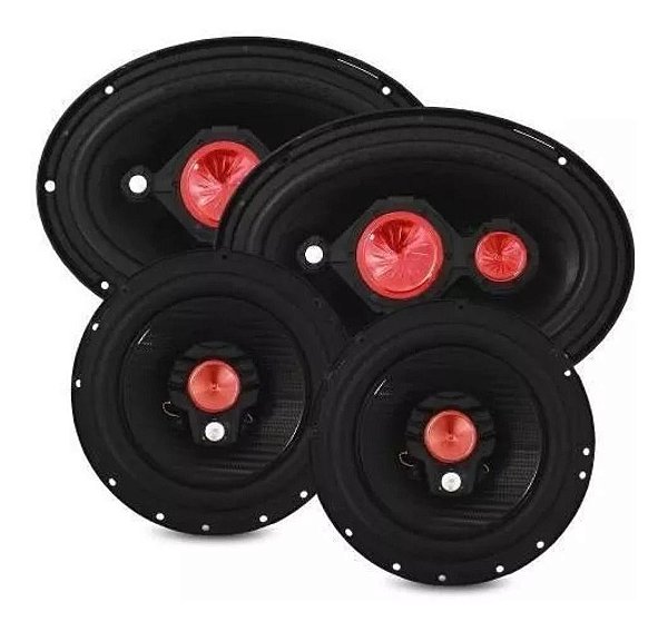 Kit Fácil Alto Falante 6 Polegadas 100W Rms + Alto Falante 6X9 Polegadas 140W Rms Triaxial - Bomber