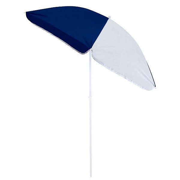 Guarda-Sol Fps 70 Em Aço Pintado 1,80M Poliéster Com Silvercoating Grande Articulável Branco E Azul - Mor