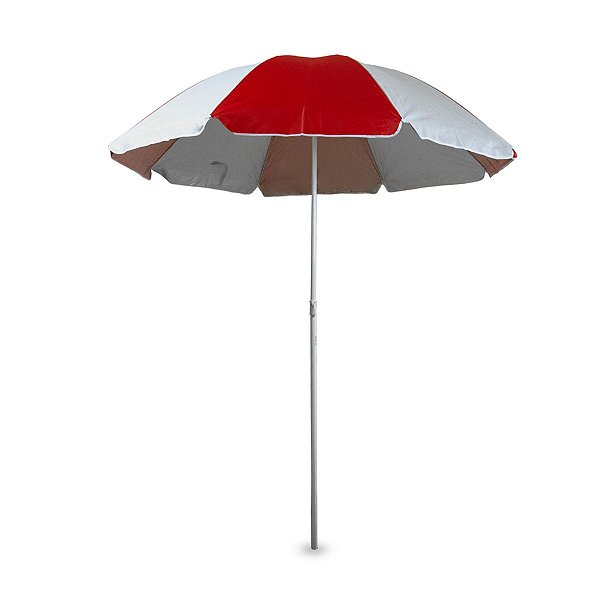 Guarda-Sol Fps 70 Em Aço Pintado 1,80M Poliéster Com Silvercoating Grande Vermelho E Branco - Mor