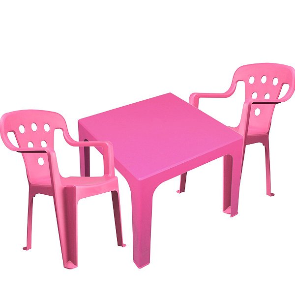 Mesinha Infantil Com Cadeiras Menina Para Atividades Rosa Resistente E Prática Com Proteção Uv - Mor