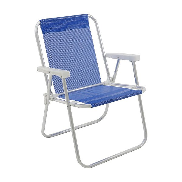Cadeira de Praia Alta Lazy Alumínio Sannet Azul - Bel