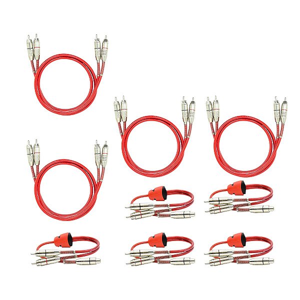4X Cabo Rca Prata 1M + 5X Cabo Rca Prata 2M E 1F 40 Cm - Stetsom