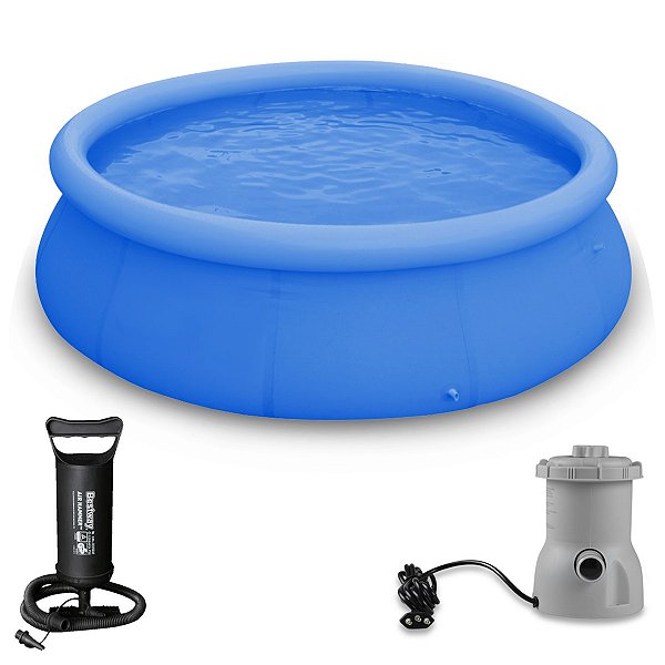 Piscina Borda Inflável Capacidade 2490L + Filtro 1136L/H + Bomba De Ar - Importway