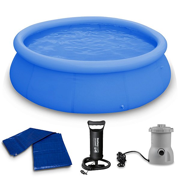Piscina Borda Inflável Capacidade 2490L + Filtro 1136L/H + Lona 3X3 + Bomba De Ar - Importway