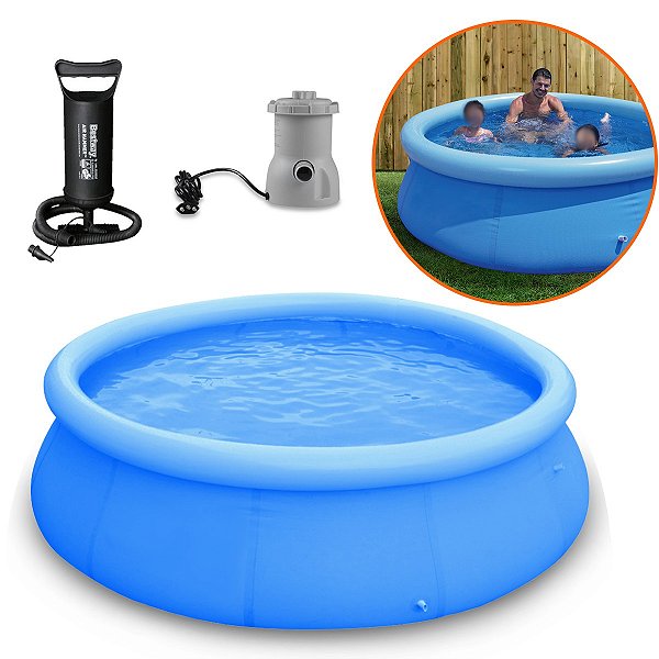 Piscina Borda Inflável Capacidade 4600L + Filtro 1136L/H + Bomba De Ar - Importway