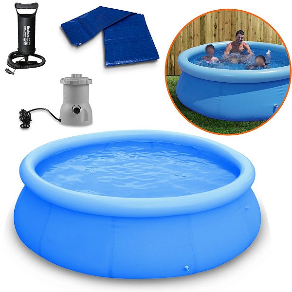 Piscina Borda Inflável Capacidade 4600L + 1249L/H 220V  + Lona 4X4 + Bomba De Ar - Importway