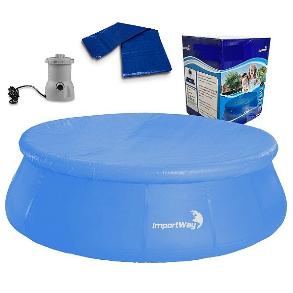 Piscina Borda Inflável Capacidade 2490L + Filtro 1249L/H 110V  + Lona 3X3 - Importway