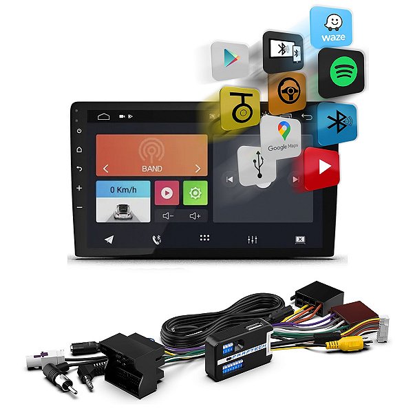 Kit Central Multimídia Ft-Mm-And9 +  Interface De Comando De Volante  Ft-Sw-Vw2 - Faaftech