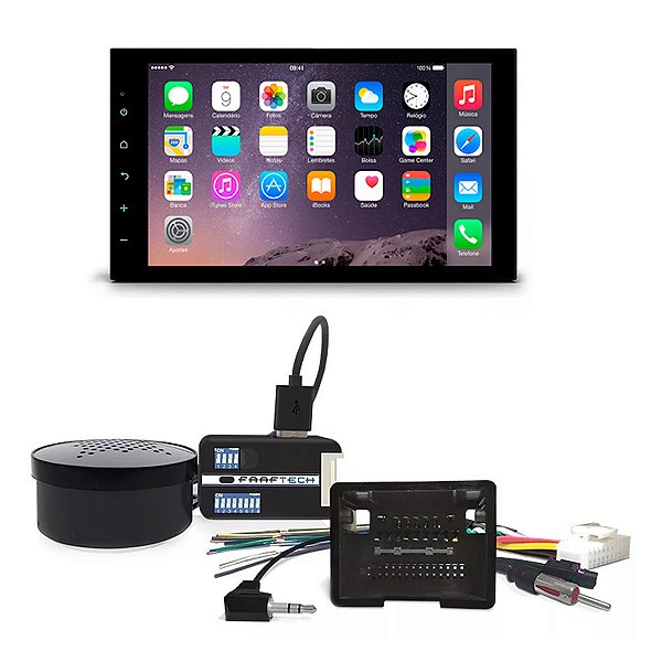 Kit Central Multimídia Ft-Mm-Mp + Interface Comando De Volante Ft-Sw-Gm Chevrolet - Faaftech