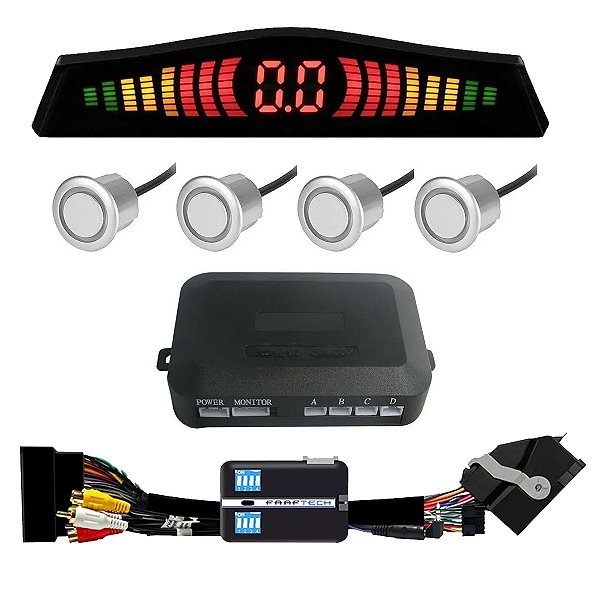 Kit Interface De Vídeo Tela Em Movimento Ft-Vf-Frd4 + Sensor De Ré 4 Sensores - Faaftech