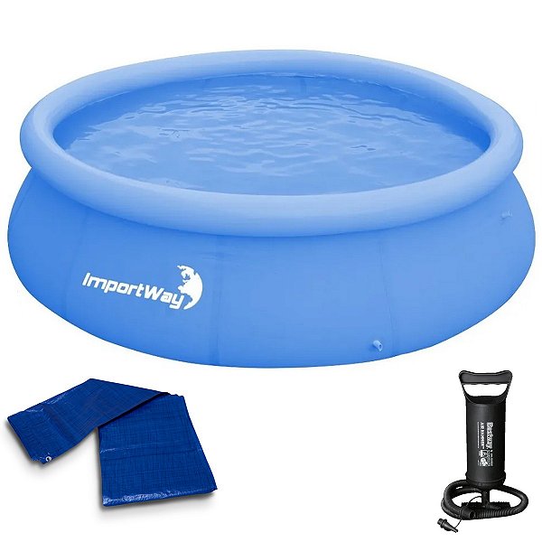 Kit Piscina Borda Inflável 1000L + Bomba De Ar + Lona 2X2 - Importway