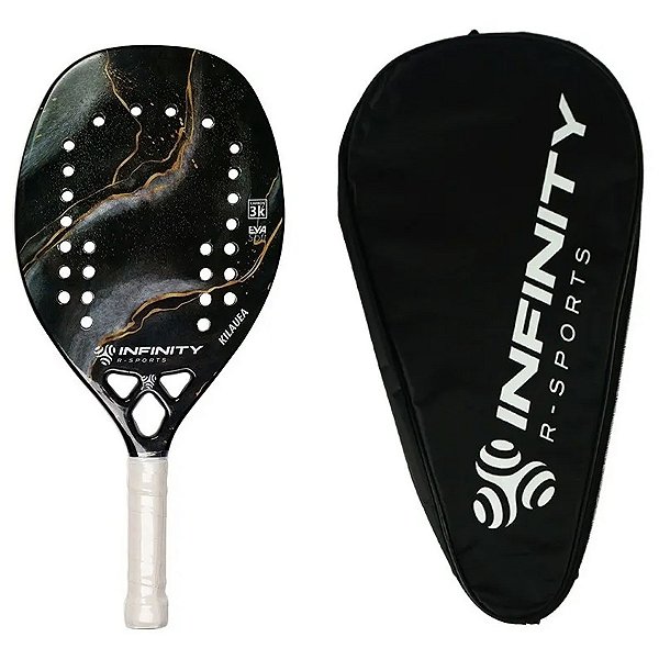 Raquete De Beach Tennis Profissional 100% Carbono 3K C/ Capa Black Eva Áspera Tênis - Infinity R-Sport