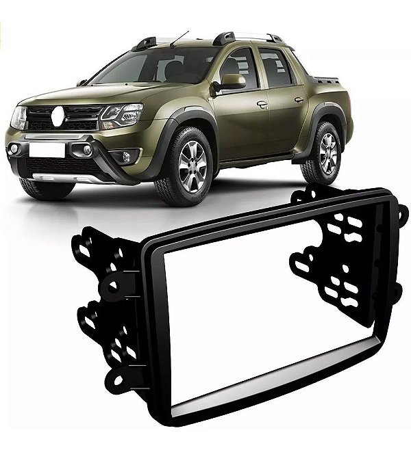 Moldura P/ Aparelho De Som/Dvd 2 Din Preto Black Piano Duster Dynam./ Sandero Expres. E Privilége / Logan Expres Ap645 - Expex