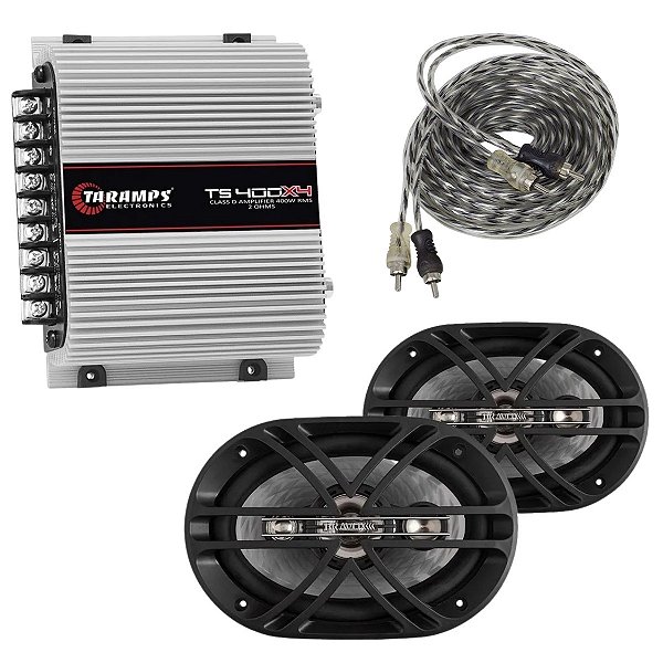 Kit Alto-Falante B4X69D 300Wrms + Módulo De Potência Ts400D 4-Ohms(4Cn) Taramps + Cabo Rca 5M - Bravox