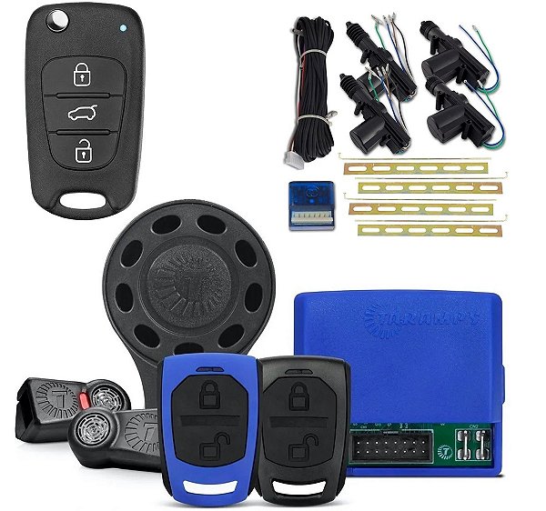 Kit Acionador De Alarme Automotivo C/ Controle Remoto Tr3C + Trava Elétrica Rs04Br 4 Portas + Alarme Automotivo Tw10 C/2 Tr5 - Taramps