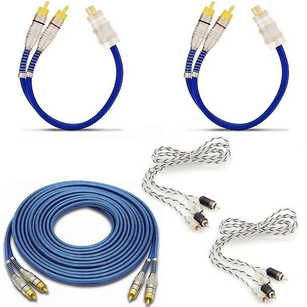 Kit 1X Cabo Rca Prime 5Mm 5M + 2X Cabo Y Prime 5Mm 2 Macho E 1 Fêmea + 1X Cabo Rca Injetado 1M - Tech One