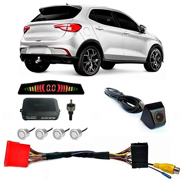 Kit Interface De Desbloqueio Multimídia Ft-Vf-Uc3 + Sensor De Ré 4 Sensores + Mini Câmera Ré Automotiva Colorida Tartaruga Universal - Faaftech