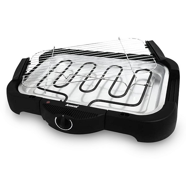 Churrasqueira Elétrica Super Grill Portátil Grelha Regulável Na Altura Preta Ach 1500 New 220V 2000W - Amvox